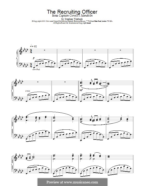 The Recruiting Officer (from Captain Corelli's Mandolin): Para Piano by Stephen Warbeck
