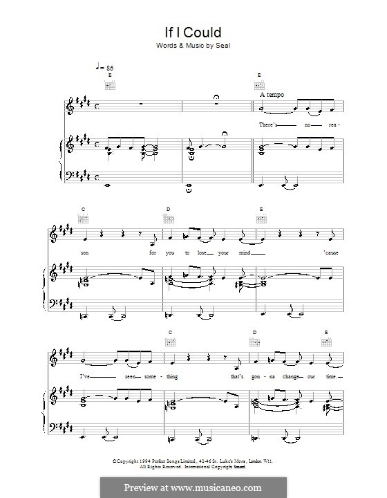 If I Could: Para vocais e piano (ou Guitarra) by Seal