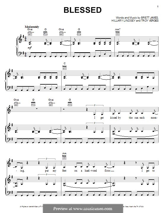 Blessed (Martina McBride): Para vocais e piano (ou Guitarra) by Brett James, Hillary Lindsey, Troy Verges