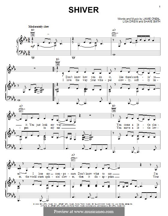 Shiver (Jamie O'Neal): Para vocais e piano (ou Guitarra) by Lisa Drew, Shaye Smith