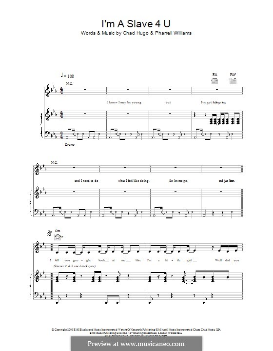I'm a Slave 4 U: Para vocais e piano (ou Guitarra) by Charles Edward Hugo, Pharrell Williams