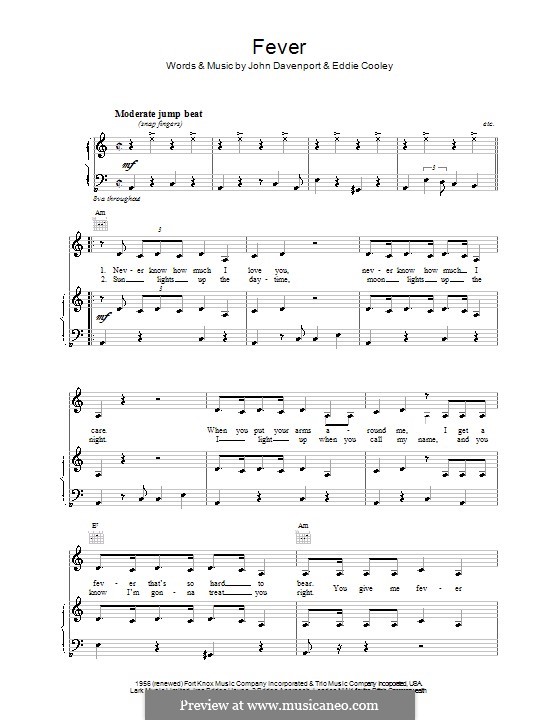 Fever: For voice and piano or guitar (Kylie Minogue) by Eddie Cooley, John Davenport