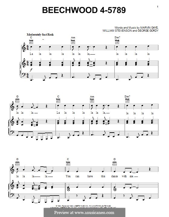 Beechwood 4-5789 (Carpenters): Para vocais e piano (ou Guitarra) by George Gordy, Marvin P. Gaye, William Stevenson