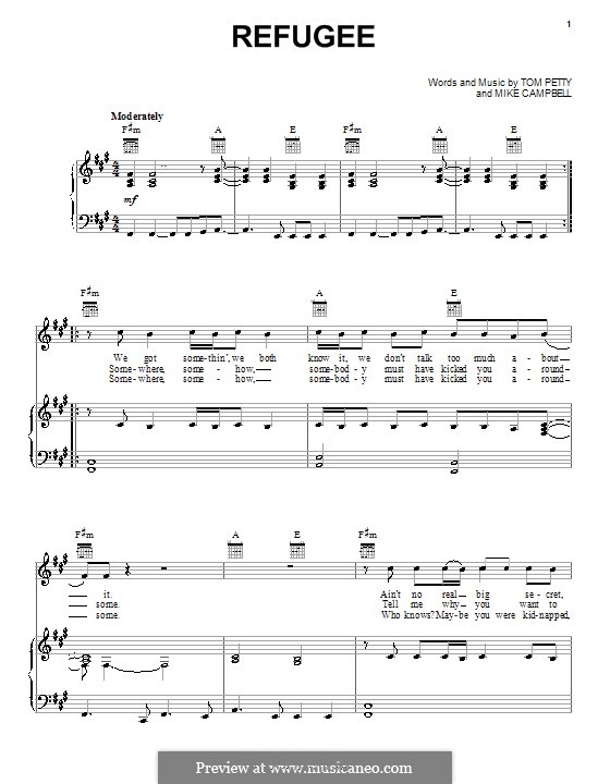 Refugee (Tom Petty and The Heartbreakers): Para vocais e piano (ou Guitarra) by Mike Campbell