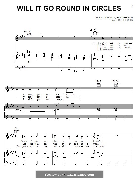 Will It Go Round in Circles (Billy Preston): Para vocais e piano (ou Guitarra) by Bruce Fisher