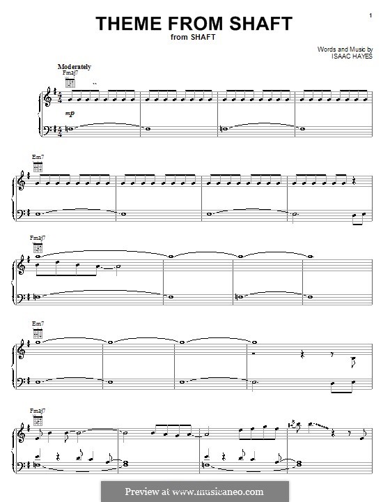 Theme from Shaft: Para vocais e piano (ou Guitarra) by Isaac Hayes