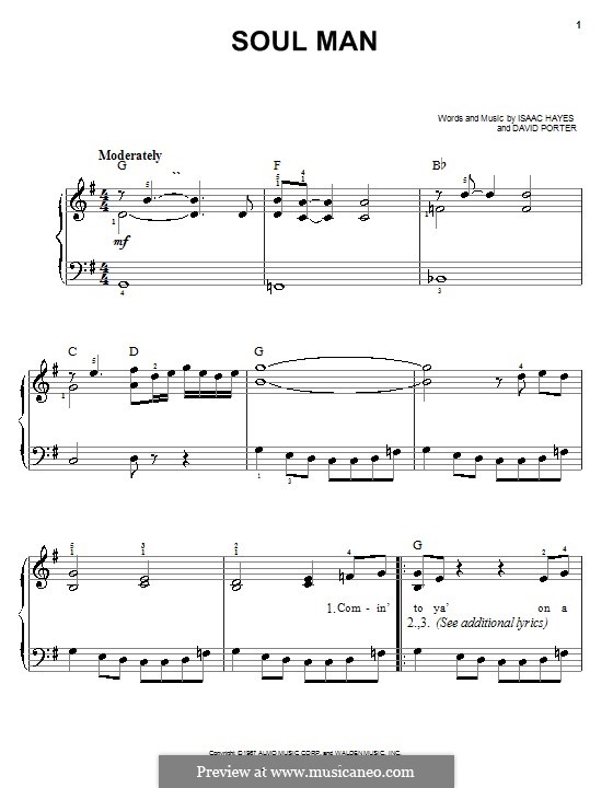 Soul Man (Sam & Dave): Facil para o piano by David Porter, Isaac Hayes