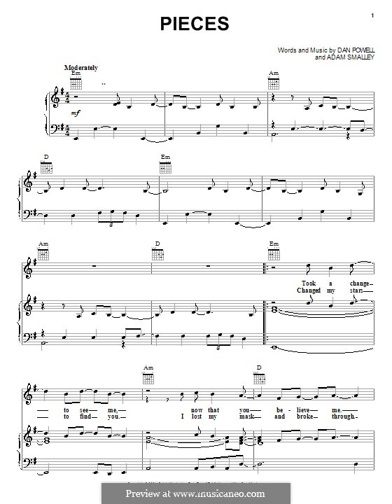 Pieces (from A Knight's Tale): Para vocais e piano (ou Guitarra) by Dan Powell
