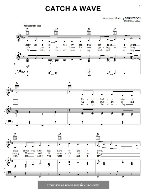 Catch a Wave (The Beach Boys): Para vocais e piano (ou Guitarra) by Brian Wilson, Mike Love