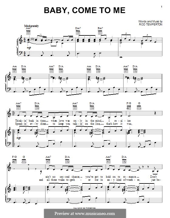 Baby, Come To Me (Patti Austin with James Ingram): Para vocais e piano (ou Guitarra) by Rod Temperton