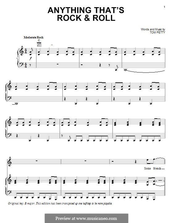 Anything That's Rock & Roll: Para vocais e piano (ou Guitarra) by Tom Petty