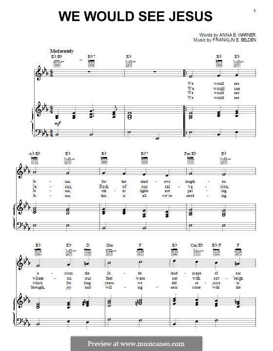 We Would See Jesus: Para vocais e piano (ou Guitarra) by Franklin E. Belden