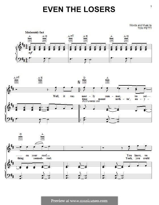 Even the Losers: Para vocais e piano (ou Guitarra) by Tom Petty
