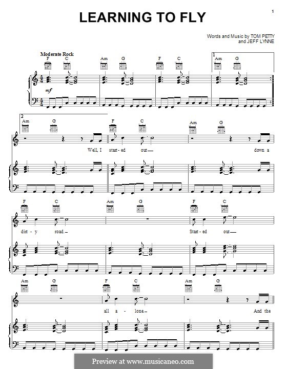 Learning to Fly (Tom Petty And The Heartbreakers): Para vocais e piano (ou Guitarra) by Jeff Lynne
