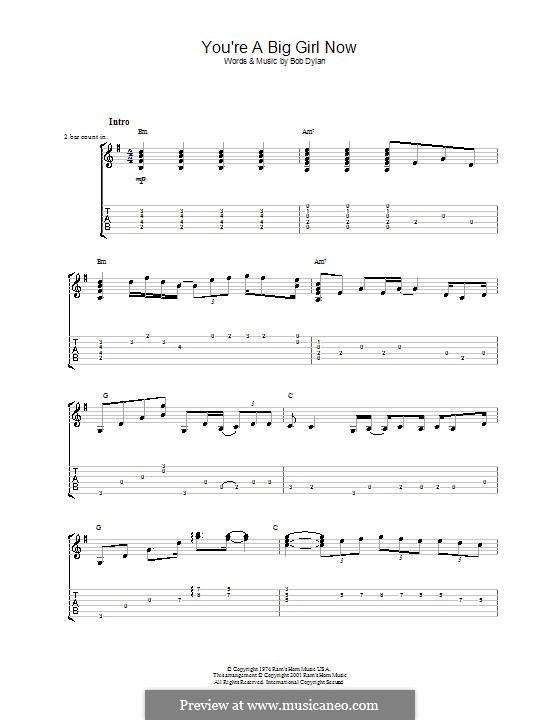 You're a Big Girl Now: Para guitarra com guia by Bob Dylan