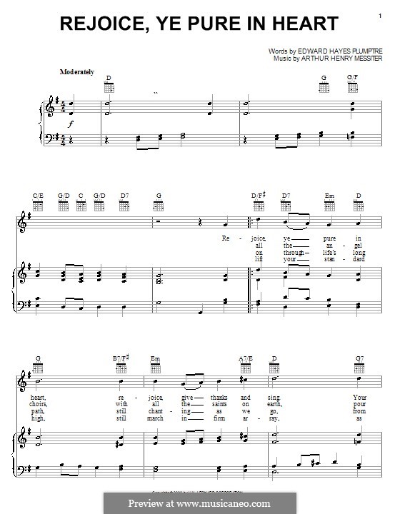 Rejoice, Ye Pure in Heart: Para vocais e piano (ou Guitarra) by Arthur Henry Messiter