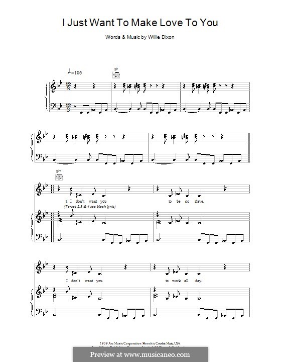 I Just Want to Make Love to You: Para vocais e piano (ou Guitarra) by Willie Dixon