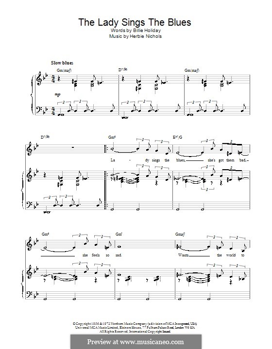 The Lady Sings the Blues (Billie Holiday): Para vocais e piano by Herbie Nichols