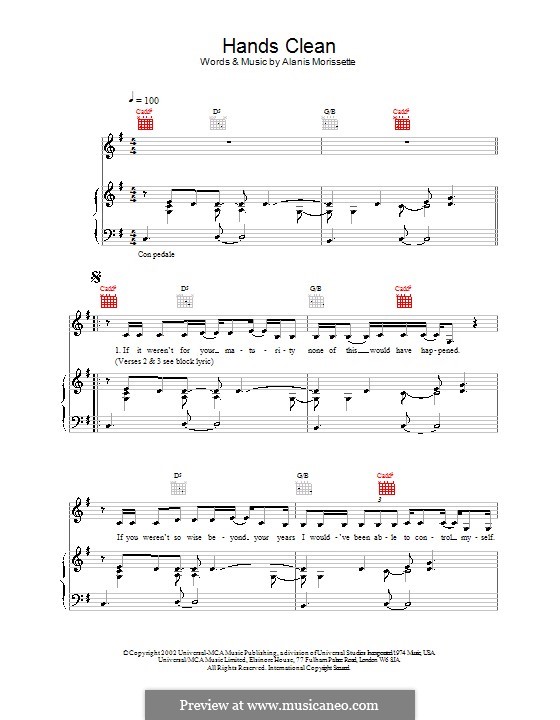 Hands Clean: Para vocais e piano (ou Guitarra) by Alanis Morissette