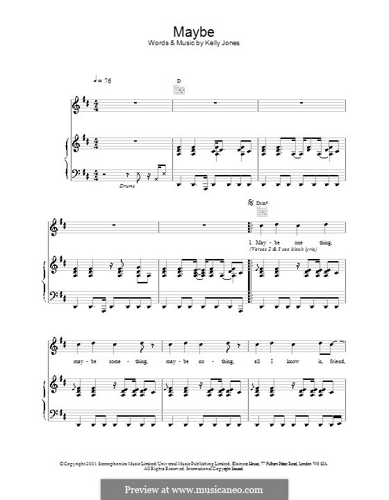 Maybe (Stereophonics): Para vocais e piano (ou Guitarra) by Kelly Jones