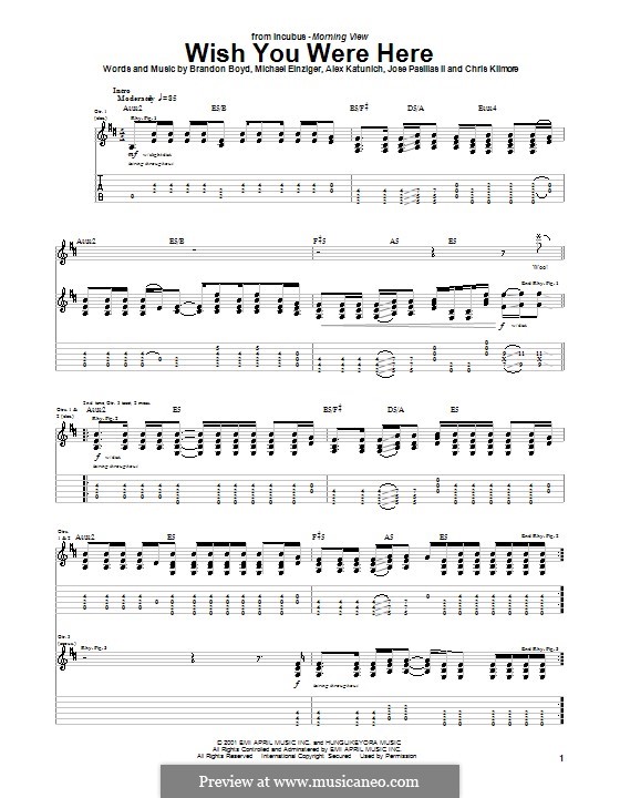Wish You Were Here Incubus Por A Katunich B Boyd M Einziger Em Musicaneo