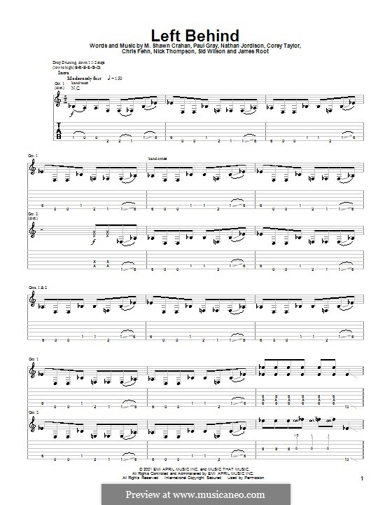 Left Behind (Slipknot): Para guitarra com guia by Chris Fehn, Corey Taylor, James Root, M. Shawn Crahan, Mic Thompson, Nathan Jordison, Paul Gray, Sid Wilson