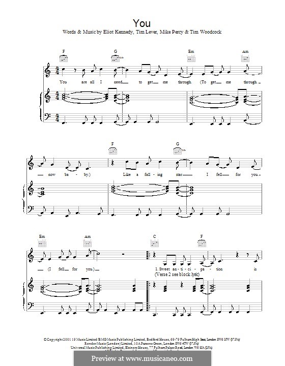 You (S Club 7): Para vocais e piano (ou Guitarra) by Eliot Kennedy, Mike Percy, Tim Lever, Timothy Woodcock