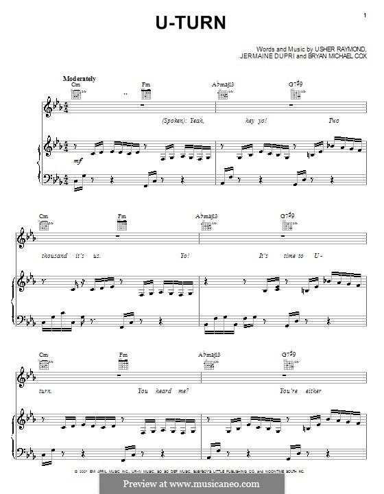 U-Turn (Usher): Para vocais e piano (ou Guitarra) by Bryan Michael Cox, Jermaine Dupri