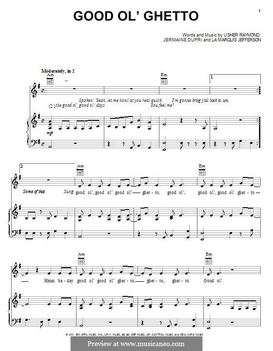 Good Ol' Ghetto (Usher): Para vocais e piano (ou Guitarra) by Jermaine Dupri, LaMarquis Jefferson