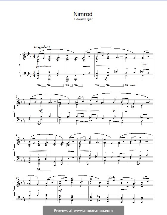 Variation No.9 'Nimrod': para piano (partituras de alta qualidade) by Edward Elgar