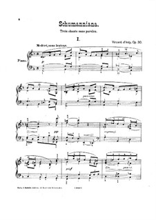 Schumanniana, Op.30: Para Piano by Vincent d' Indy