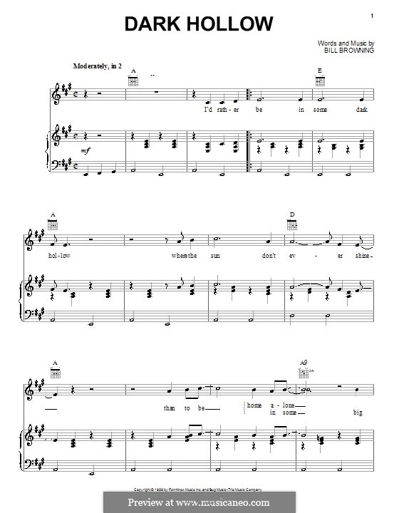 Dark Hollow (The Grateful Dead): Para vocais e piano (ou Guitarra) by Bill Browning