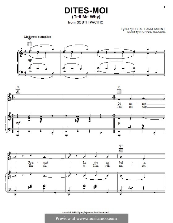 Dites-Moi (Tell Me Why): para vocais,piano ou guitarra by Richard Rodgers