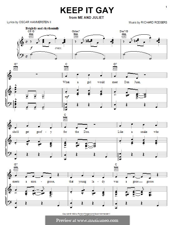 Keep it Gay (from Me and Juliet): para vocais,piano ou guitarra by Richard Rodgers
