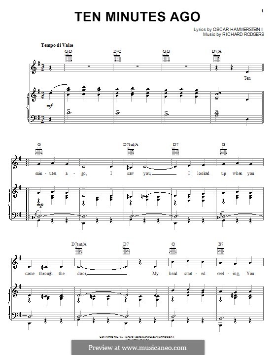 Ten Minutes Ago (from Cinderella): para vocais,piano ou guitarra by Richard Rodgers