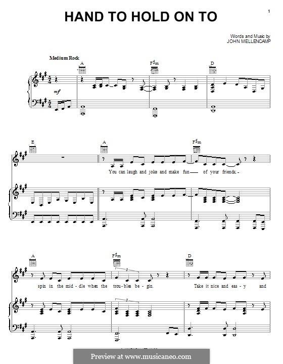 Hand to Hold on to: Para vocais e piano (ou Guitarra) by John Mellencamp