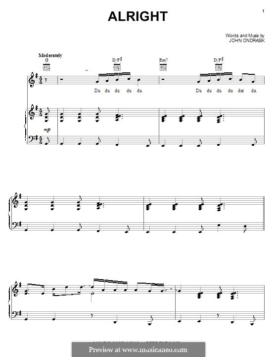 Alright (Five for Fighting): Para vocais e piano (ou Guitarra) by John Ondrasik