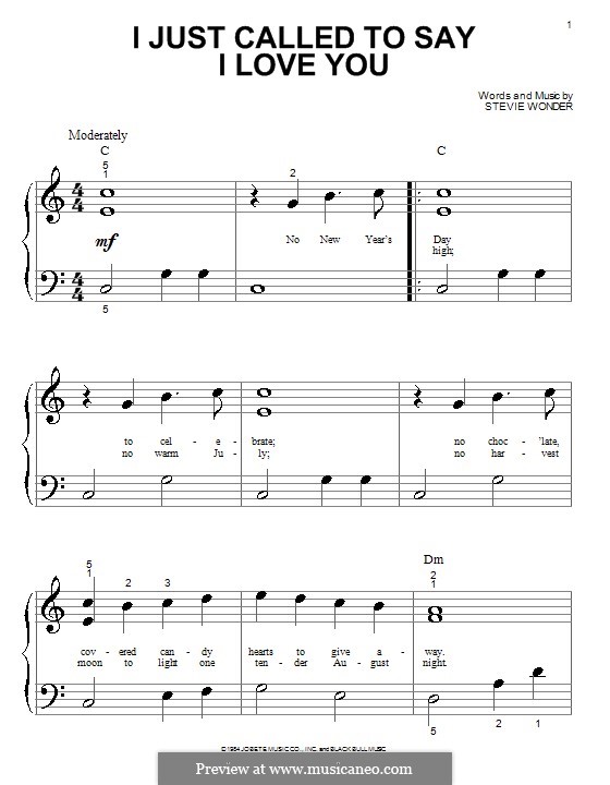 I Just Called to Say I Love You por S. Wonder Partituras on músicaNeo