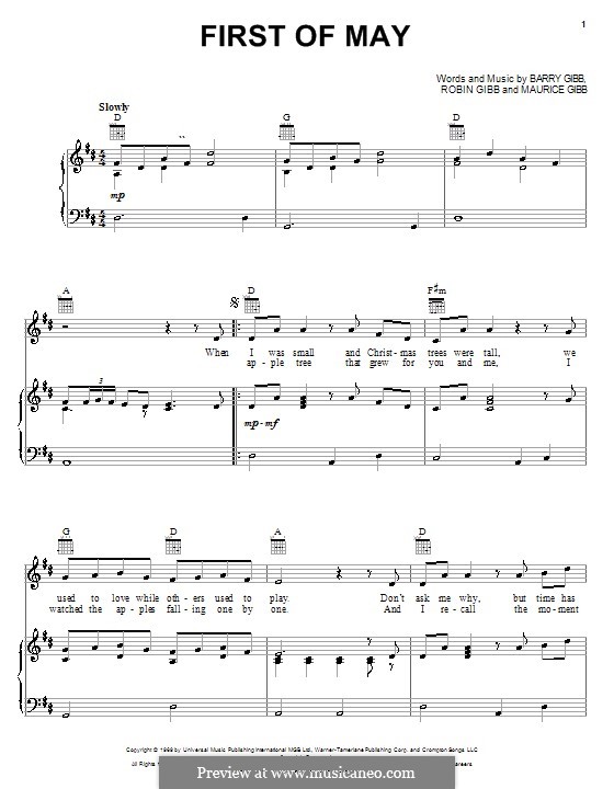 First of May (The Bee Gees): Para vocais e piano (ou Guitarra) by Barry Gibb, Maurice Gibb, Robin Gibb