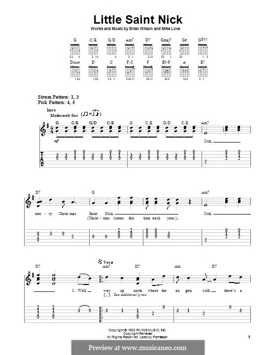 Little Saint Nick (The Beach Boys): Para guitarra (versão facil) by Brian Wilson, Mike Love