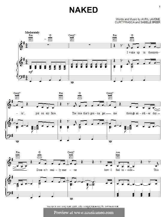 Naked: Para vocais e piano (ou Guitarra) by Avril Lavigne, Curt Frasca, Sabelle Breer