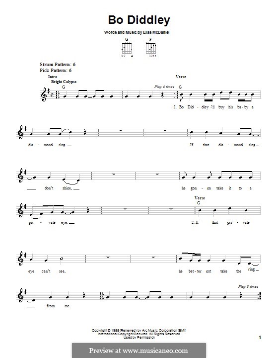 Bo Diddley (Bo Diddley): Para guitarra (versão facil) by Ellas McDaniel