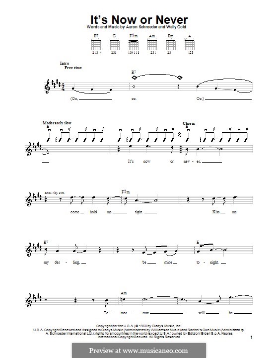 It's Now or Never (Elvis Presley): para guitarras (com dedilhado) by Eduardo di Capua, Aaron Schroeder, Wally Gold