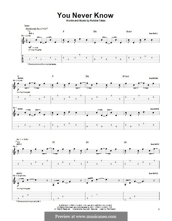 You Never Know (Goo Goo Dolls): Para guitarra com guia by Robbie Takac