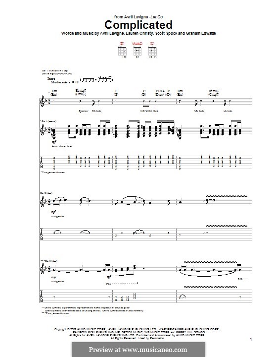 Complicated: Para guitarra com guia by Avril Lavigne, Graham Edwards, Lauren Christy, Scott Spock