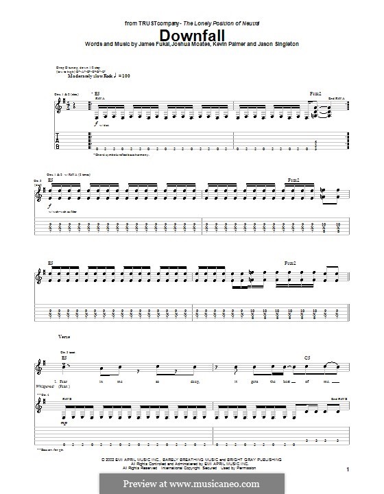 Downfall (TRUSTcompany): Para guitarra com guia by James Fukai, Jason Singleton, Joshua Moates