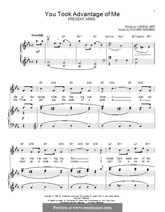 You Took Advantage of Me: Para vocais e piano (ou Guitarra) by Richard Rodgers