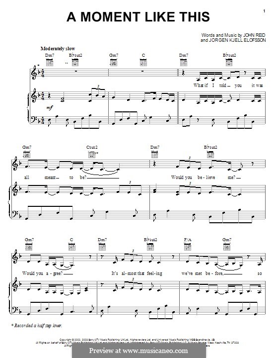 A Moment Like This: para voz e pianoou guitarra (Kelly Clarkson) by John Reid, Jörgen Kjell Elofsson