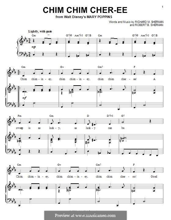 Chim Chim Cher-ee (from Mary Poppins): Para vocais e piano (ou Guitarra) by Richard M. Sherman, Robert B. Sherman