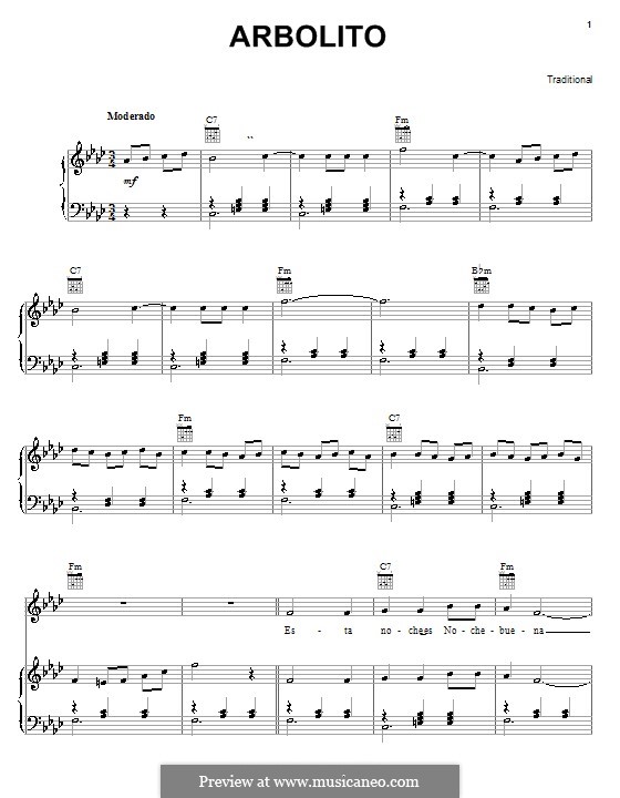 Arbolito: Para vocais e piano (ou Guitarra) by folklore